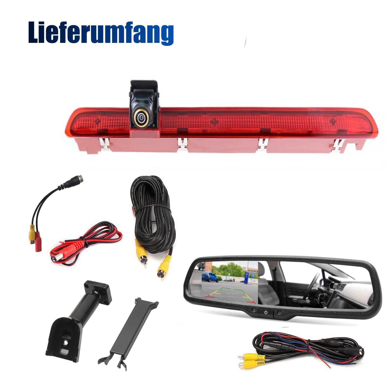 

Volkswagen T6 RV Rearview Mirror Monitor & Reversing Camera with High-Level Brake Light, 4.3 Display