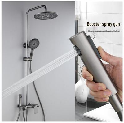 Gun Gray Full Copper Pressurized Bathroom Shower Set with Hot and Cold Feature