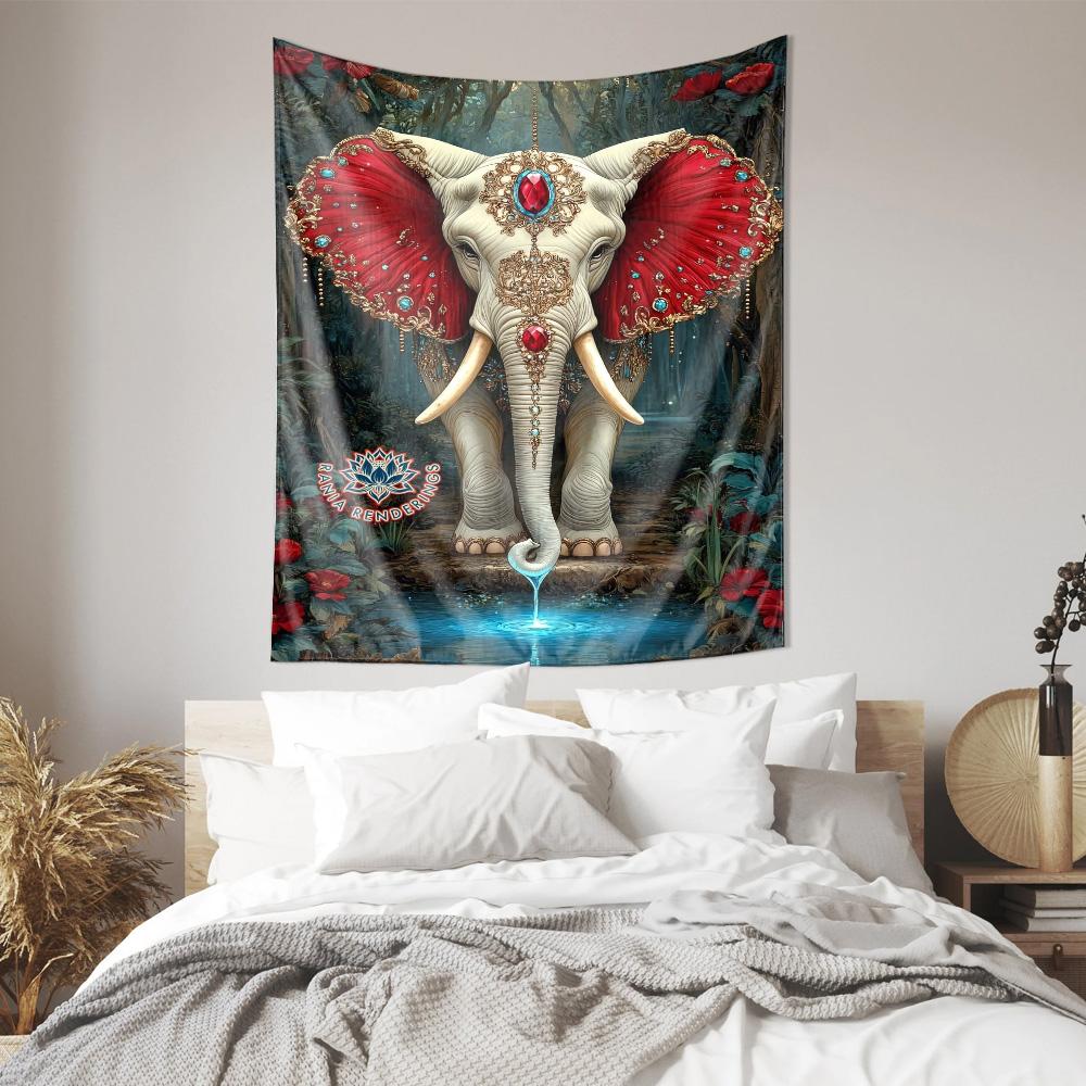 Art Deco Tapestry Elephant Pattern Hanging Cloth Wall Mural Tapestry