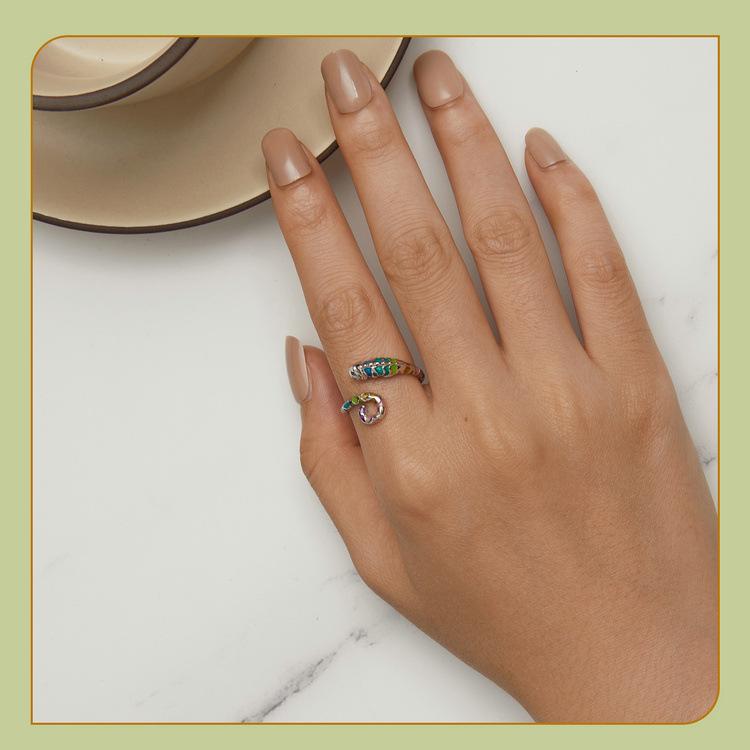 Aifle Sterling Silver Chameleon Adjustable Open Ring for Women