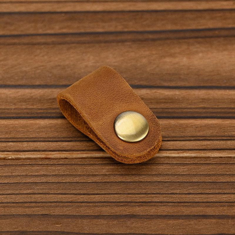 Leather Winding Device, Data Cable, Storage Buckle, Earphone Hub, Cable Management, Retro Crazy Horse Leather Handmade Small Gift.
