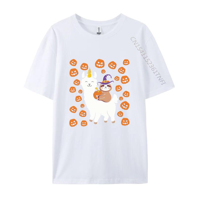 

Sloth Wizard Riding Llama Pumpkins Tshirts Cotton Tshirt Leisure Gothic Animes T Shirt Men Clothing S