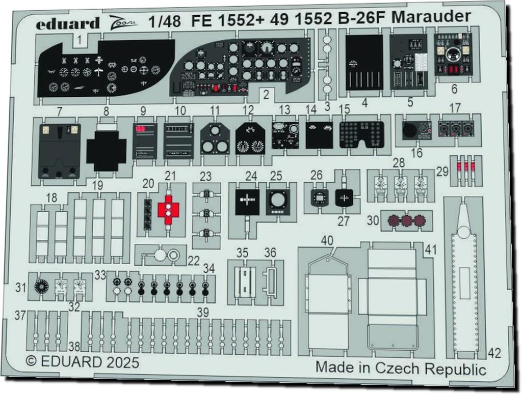 Eduard 1/48 Zoom B-26F Marauder Etching Parts (for ICM) Plastic Model Kits EDUFE1552 (Airplane)
