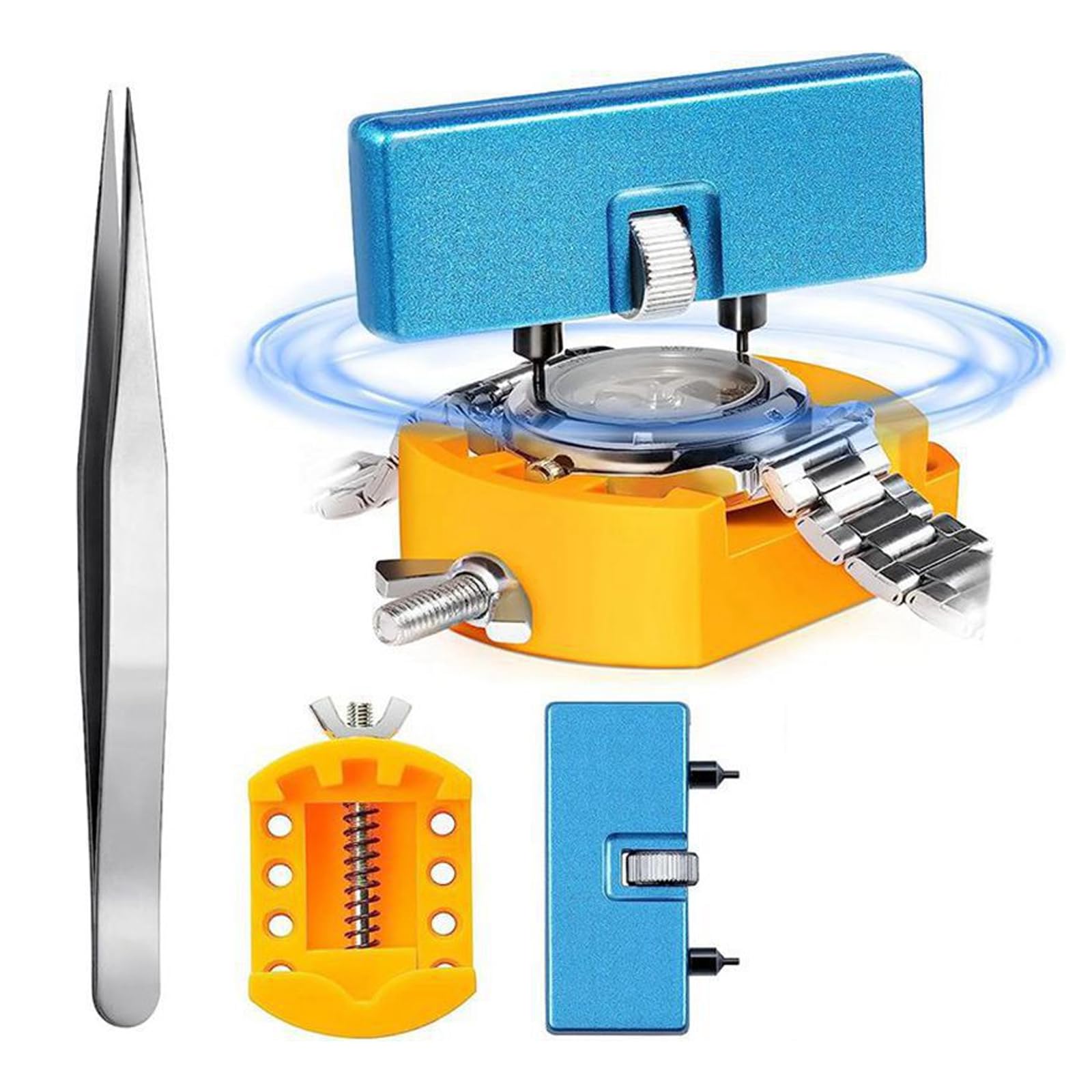 

FineGood Набор для ремонта часов, крышка батарейного отсека, задняя крышка, набор для снятия задней крышки для замены батарейки часов, инструмент, замена, открывалка, пинцет, двухточечный