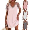 Women Dress Solid Color Breathable Sexy Lace Floral Applique V Neck Dress Female Garment