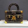 A High-end, Light Luxury, Niche Crocodile and Snake Pattern Small Box Bag with A Shoulder and Hand
