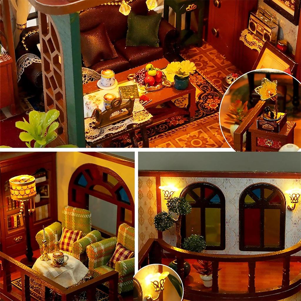 DIY Miniature Dollhouse with Oriental Furniture Set and Acrylic Case (TD45)