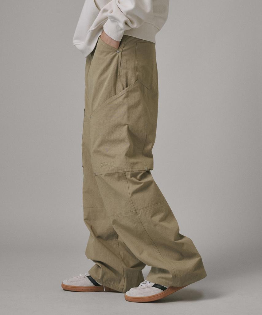 Beodeonteu Utility Side Big Pocket Wide Pants [Beige]