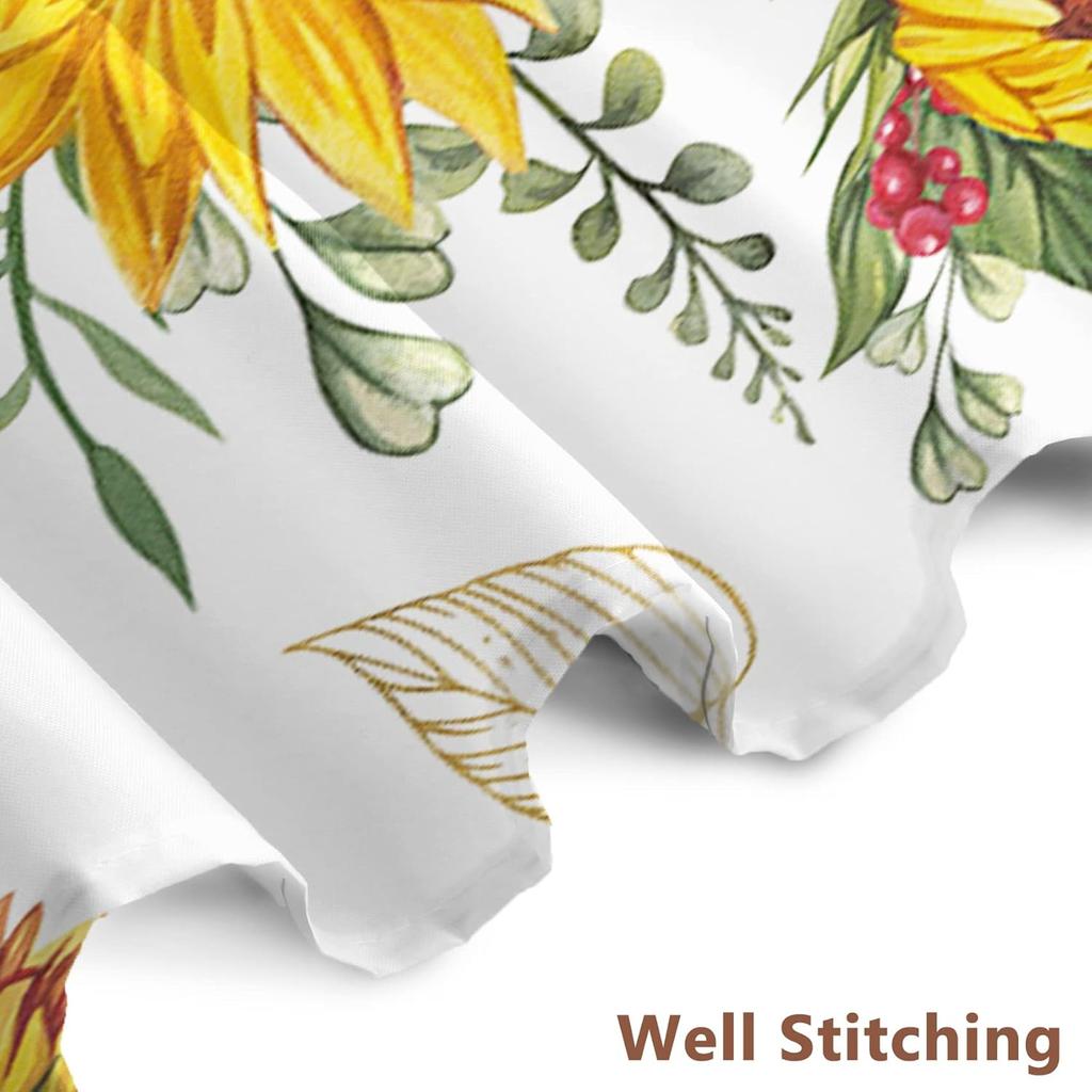 Vibrant Sunflower Shower Curtain, Waterproof Botanical Floral Fabric Bathroom Decor with Hooks