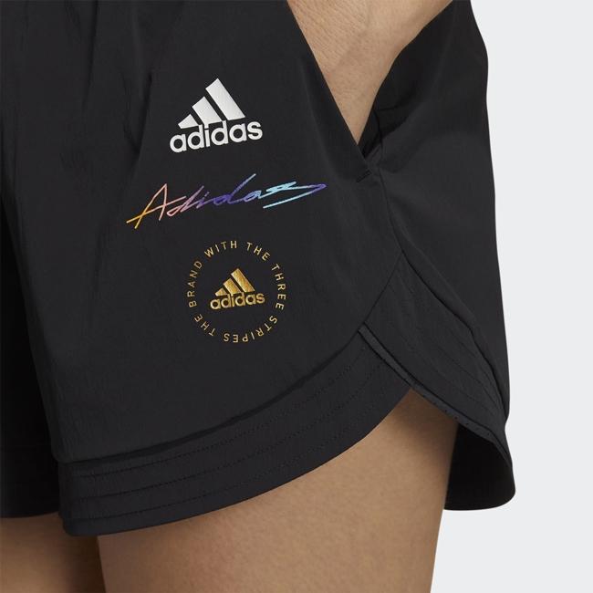 adidas Solid Color Elastic Waist Straight-Leg Shorts Women Bottoms Black HE9955