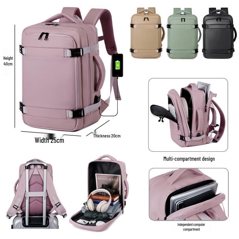 Compact, Lightweight 40*25*20 Carry-On Bag with Vacuum Bag Option, Versatile Double Shoulder Backpack, Ideal for Air Travel, Women-Friendly Design