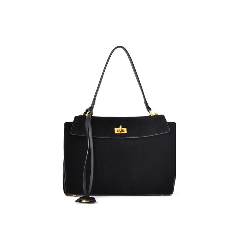 

Retro Suede Frosted Tote Bag Women Large Capacity Lazy Commuting Armpit High-end Versatile Leather Shoulder 33x10x24cm чёрный