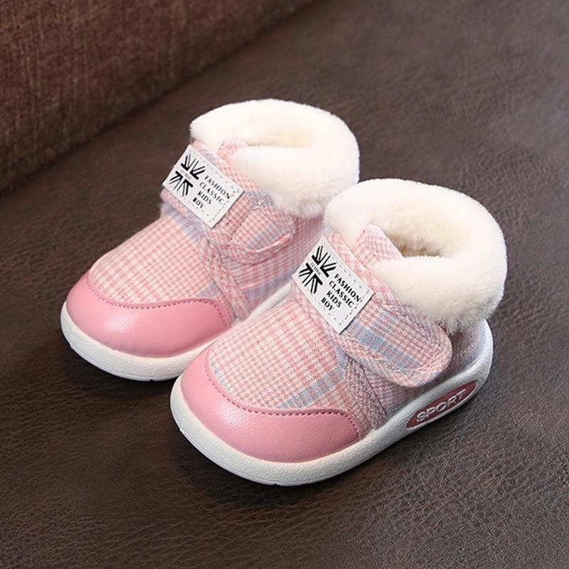 Autumn Winter Children's Plush Warm Snow Boots Male Baby Cotton Shoes Female Baby Walking Shoes