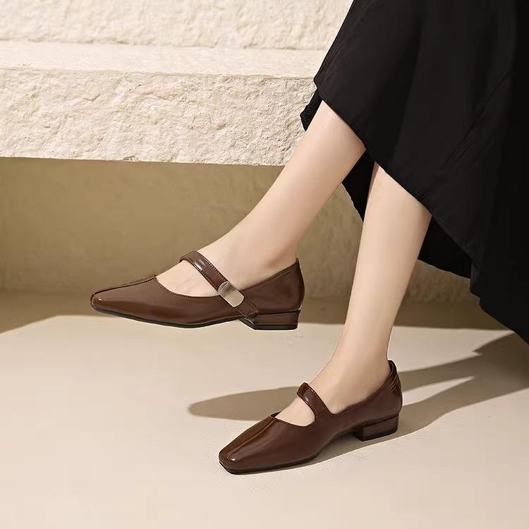 French Retro Temperament Light Mouth Single Shoes Women's 2025 Spring New High-end Skirt Low-heeled Mary Jane Shoes