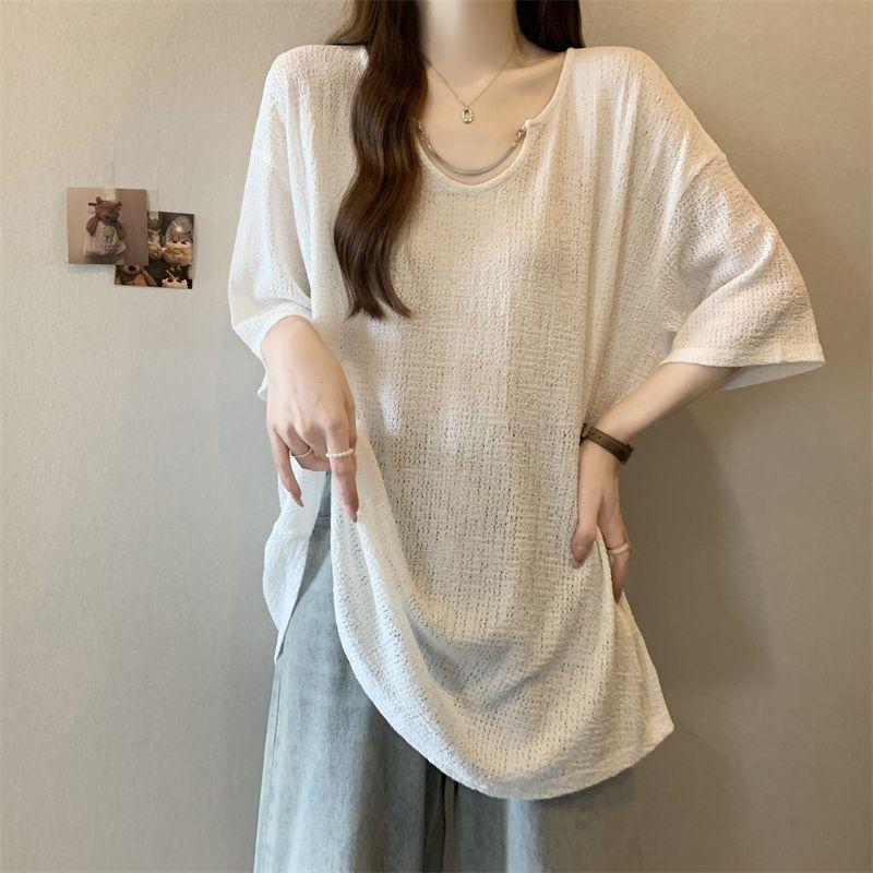 Thin Chain Decoration Short Sleeved T-shirt for Women's Summer Women's Clothing Loose and Slimming Top for Women