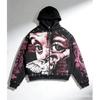 3D Printed Starry Eye Oversized Zip Hoodie Streetwear Unisex Women