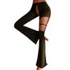 Man Yan Sheer Cutout Zipper Crotch Yoga Flare Pants 1226