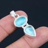Natural Larimar Gemstone Pendant, 925 Sterling Silver, Handmade Two Gemstone Pendant Jewelry, Valentine's Day Gift For Her
