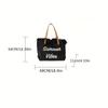 Bohemian Chic Embroidered Tote Bag - Stylish Letter Detail, Durable Canvas, Adjustable Shoulder Strap, Perfect for Womens Summer Beach Wear