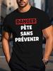 Unisexs Fun French Humor Graphic Tshirt Danger Im French Slogan With Geometric Print Bright Blue Casual Summer Top Lightw
