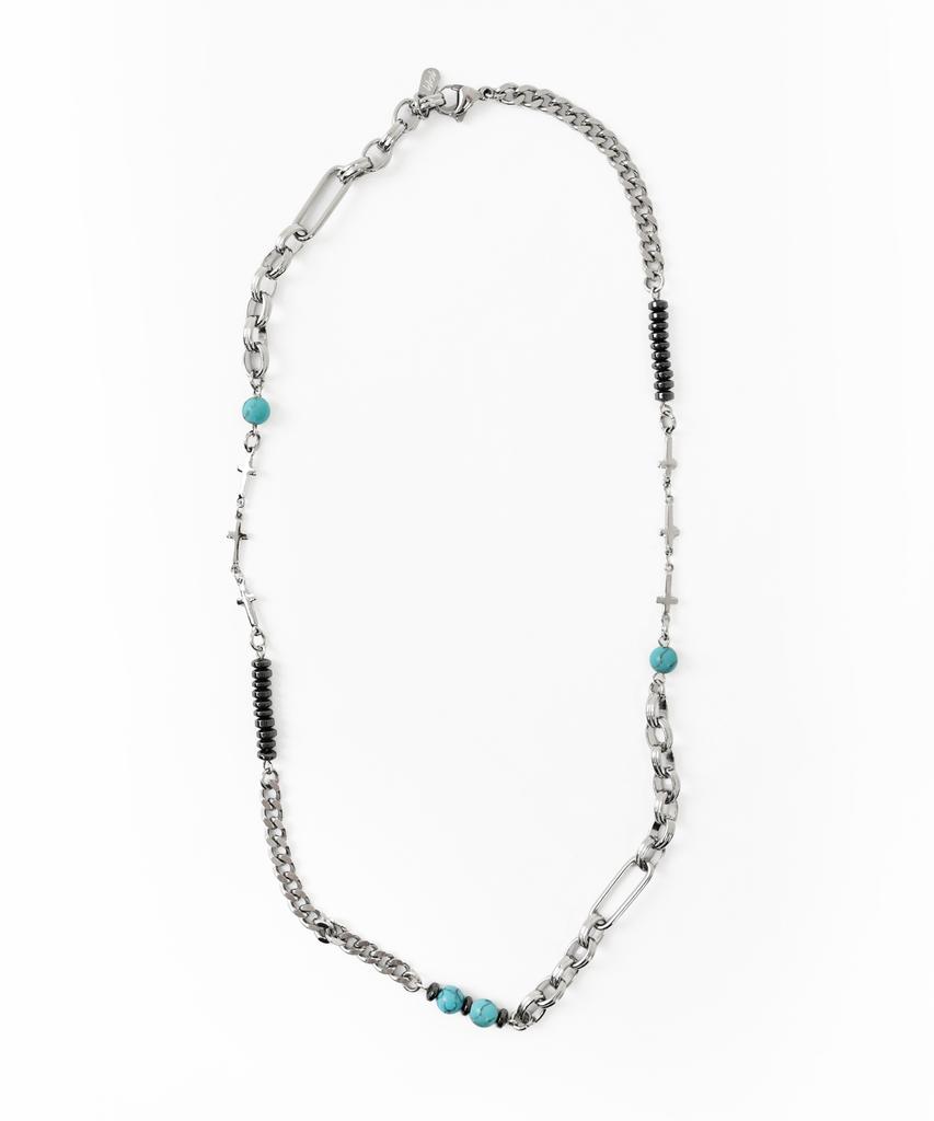 Acha Surgical Steel Chain & Bead Mix Necklace _ Blue