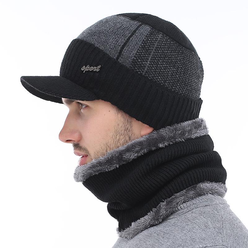 Men Winter Hat Casual Winter Beanie Hat For Men Plush Lining Wool Hat High Quality Warm Knitted Hat