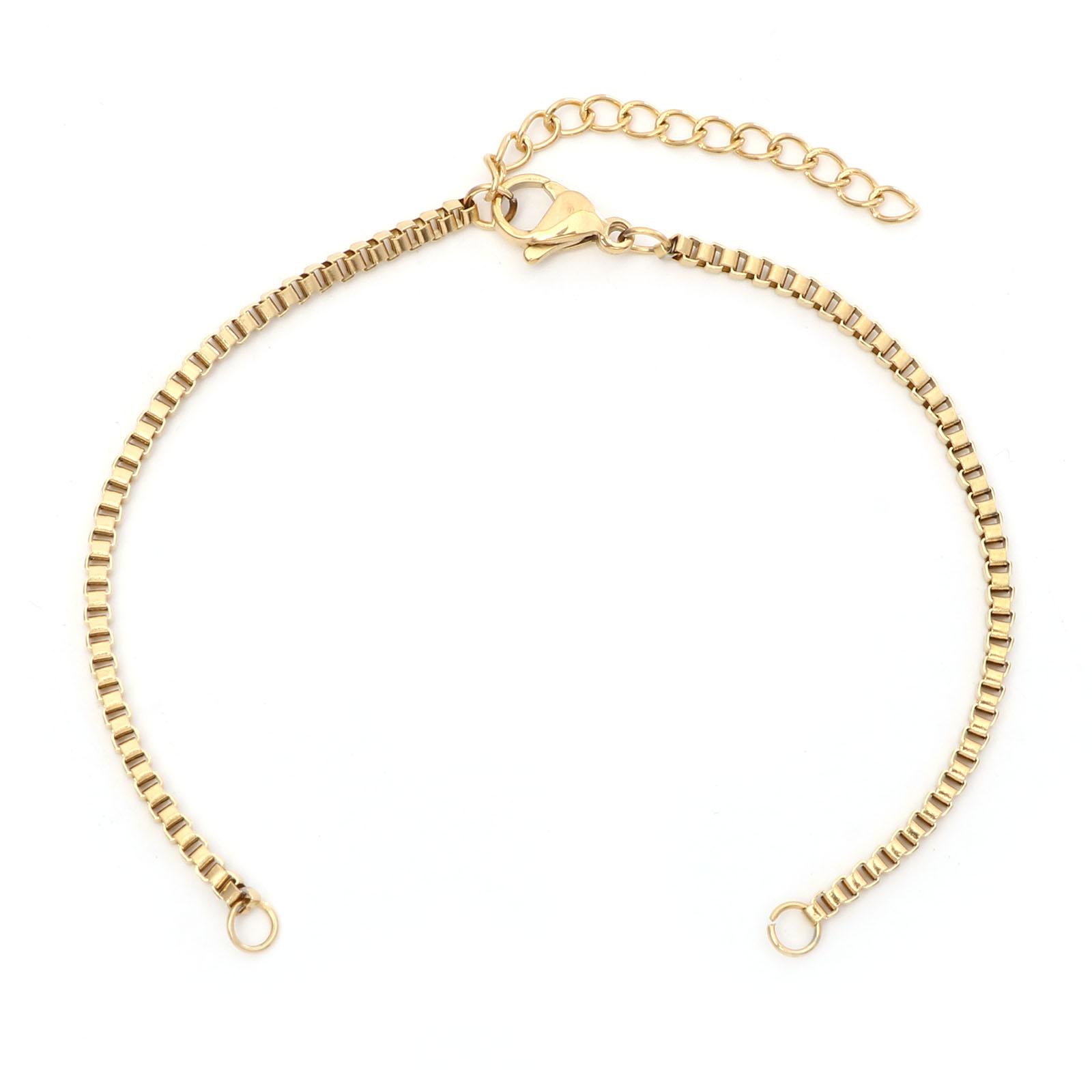 

1 Piece 304 Stainless Steel Link Chain Bracelets Components Gold Color DIY Making Bracelet Jewelry Findings 17cm(6 6/8 ) long 17cm long