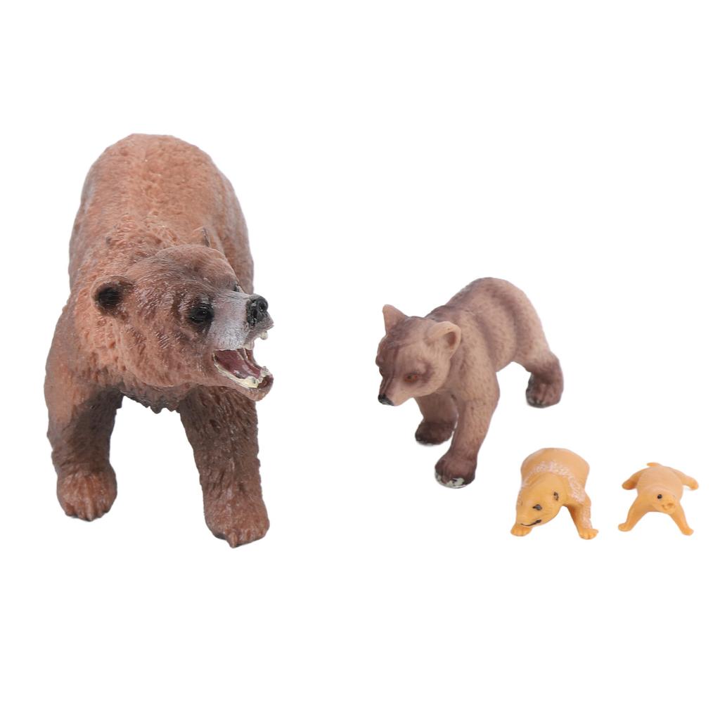 4 Pcs Brown Bear Growth Cycle Statue Realistic Detailed PVC Animal Figurine for Home Office Party Decoration