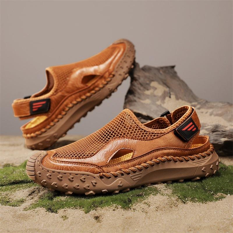 

2025 Summer Mesh Men s Shoes Daily Casual Single Shoes Breathable and Versatile Platform Sandals Men s Plus Size Shoes 38 коричневый