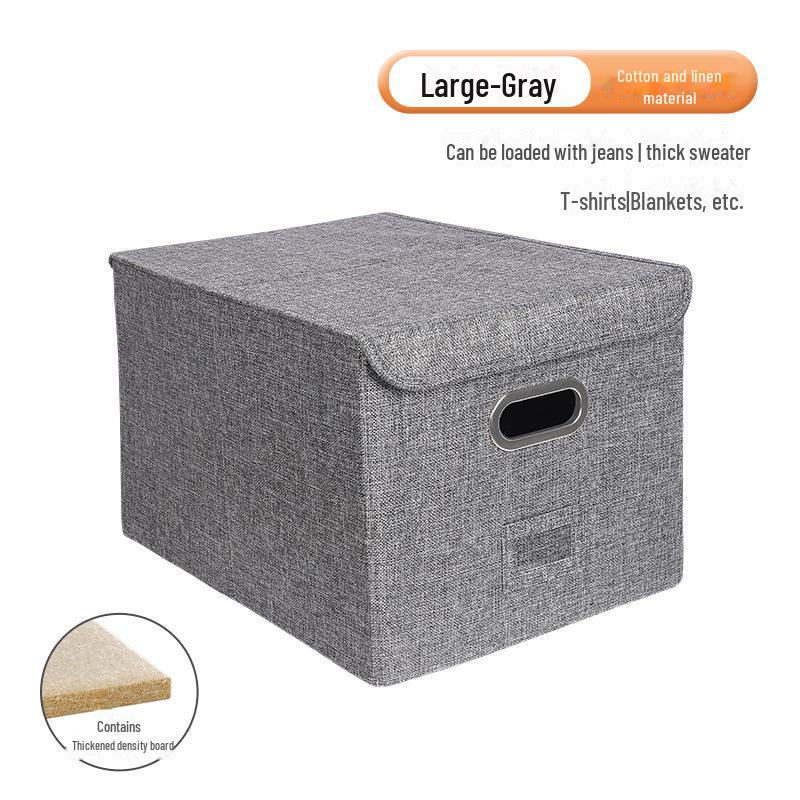 

Большой складной ящик для хранения одежды с чехлом из хлопка и льна Medium (44.5*30*22.5 cm) серый