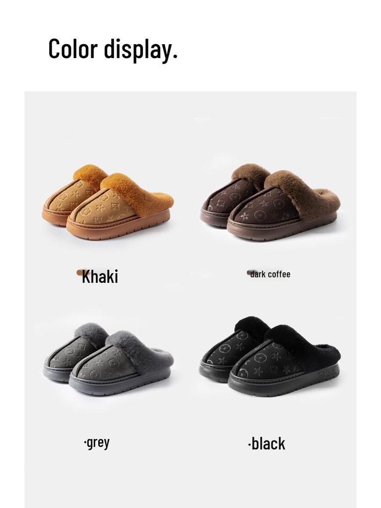 Big Brand Unisex Waterproof Faux Leather Non-Slip Indoor/Outdoor Warm Slippers with Soft Sole & Plush Lining
