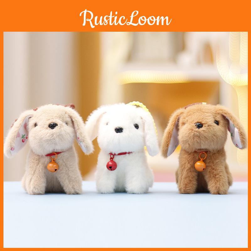 Plush Bell Dog Toy Keychain Stuffed Doll Animal Cartoon Pendant Decoration Gift