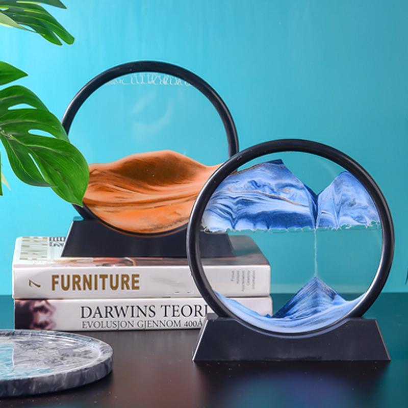 7 inch nisip mișcător Nisip Vedere Deep Sea Art Picture Clepsidra Afișare dinamică 3D Mișcare Nisip Pictură Home Office Decoration Cadouri