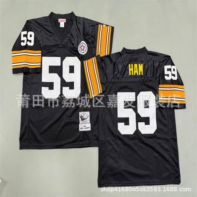 Pittsburgh Steelers Vintage NFL Football Jersey Men Cotton Embroidered Training Shirt Rugby Sport Wear