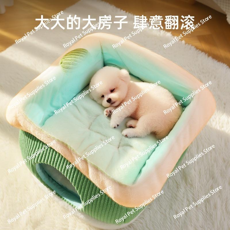 New Four Seasons Universal Kennel Cartoon Semi-Closed Thickened Pet Cat Nest Removable and Washable Cat Cat Nest Pet Supplies