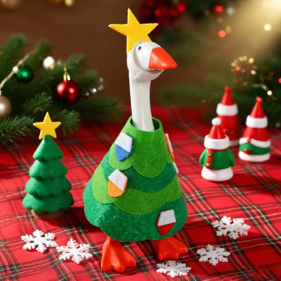 Christmas Goose Costume Felt Fabric Seasonal Goose Figurines Costume Handmade Festive Outfit Table Desk Decoration