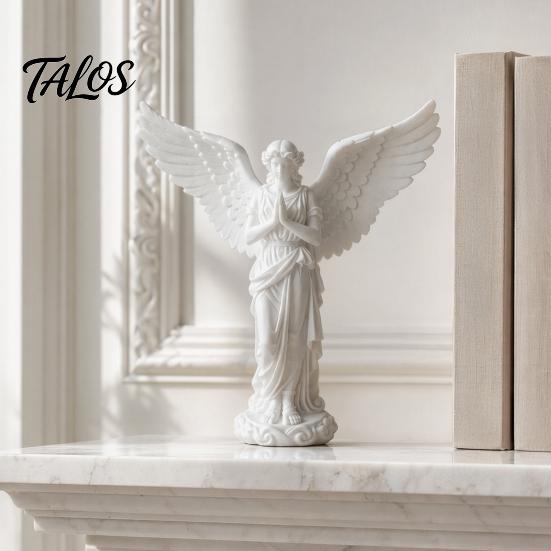 Shelf Angel Figurine 3D Printed Praying Figurine, Retro Guardian Angle Statue, Winged Women Decoration Artistic for Home Office, Housewarming