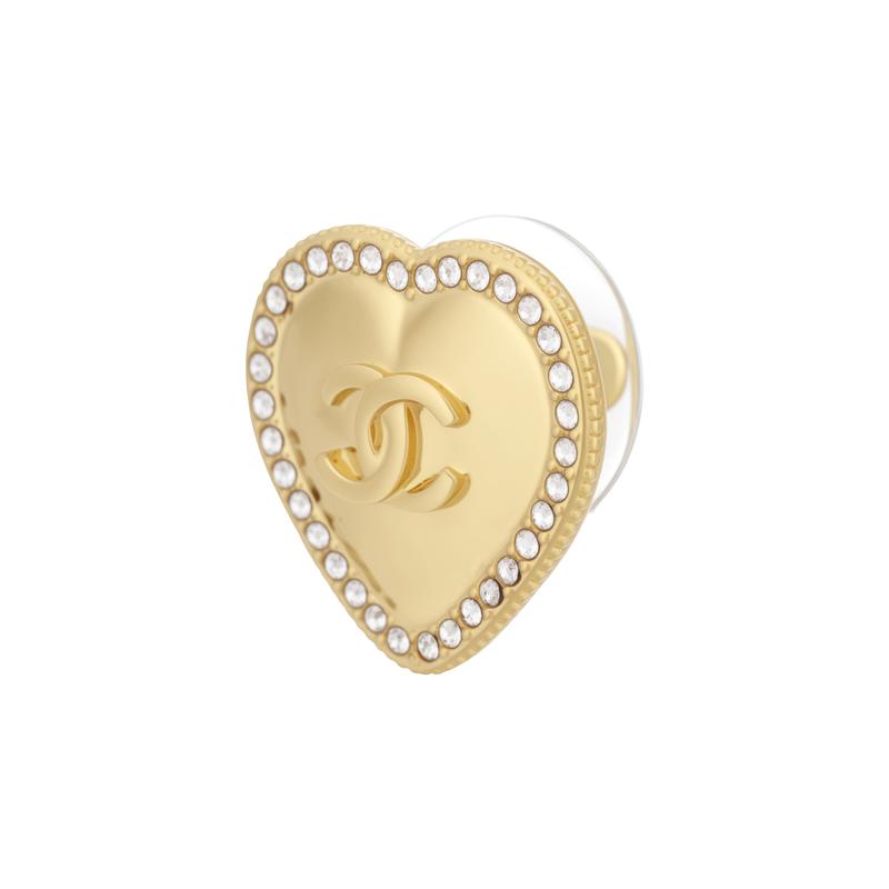 CHANEL 24P Earrings Love Hollow Braided Double C - Earrings Women's