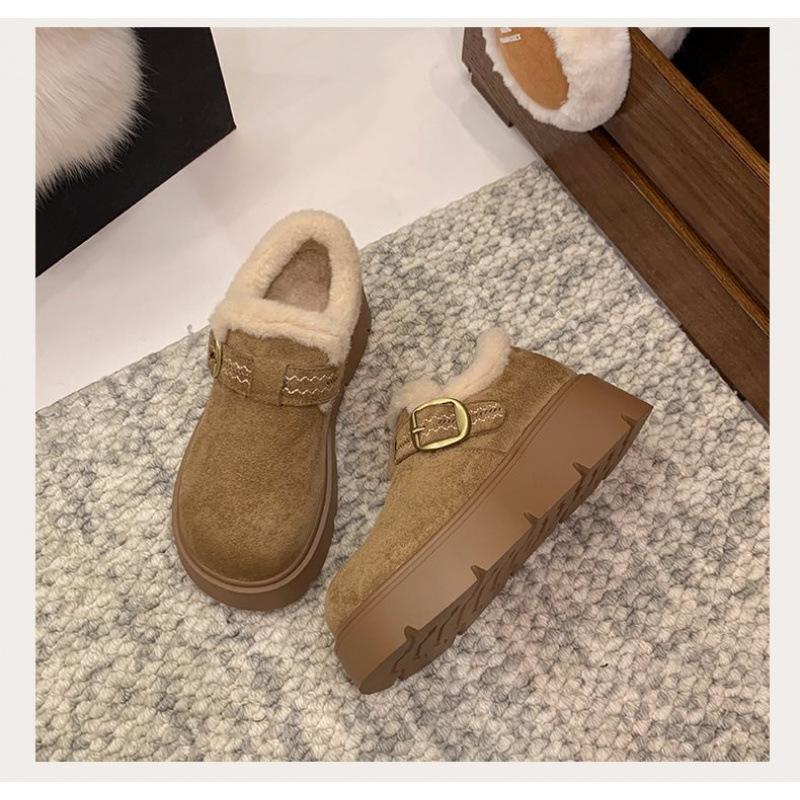 Low-top Snow Boots Birkenstocks Winter Thick-soled Warm Fluffy Piled Thickened Cotton Shoes