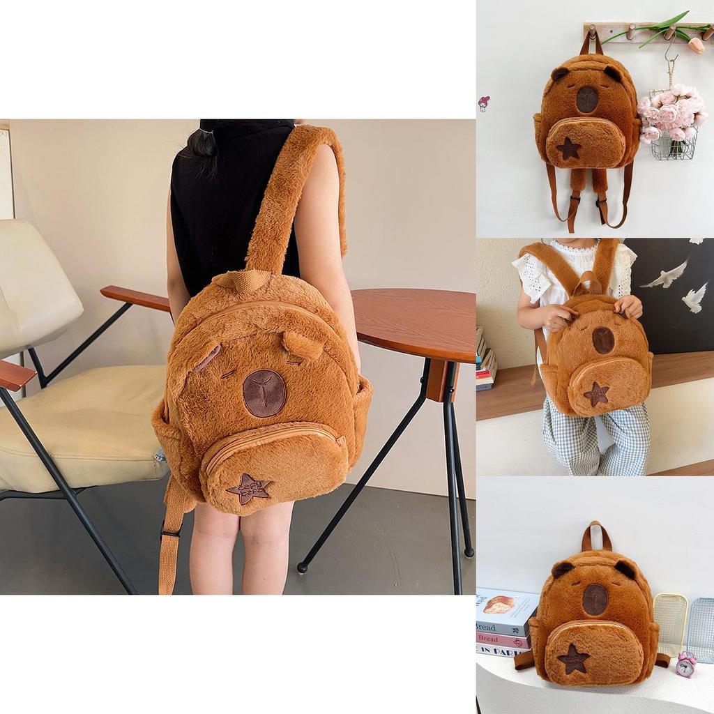 Capybara Animal Zipper Plush Toy Backpack Cartoon Doll Schoolbag Birthday Gift