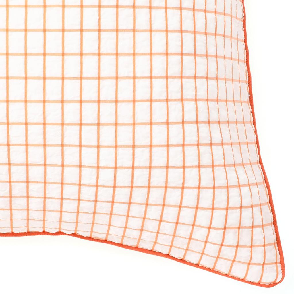 Francfranc Sheer Check Pillowcase, 70x50cm, White x Orange, New Life Bedding