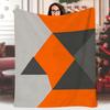 1pc Soft Warm Single-Sided Printed Blanket 60x80 Inch - Minimalist Orange & Grey Geometric Triangle Design, All-Season