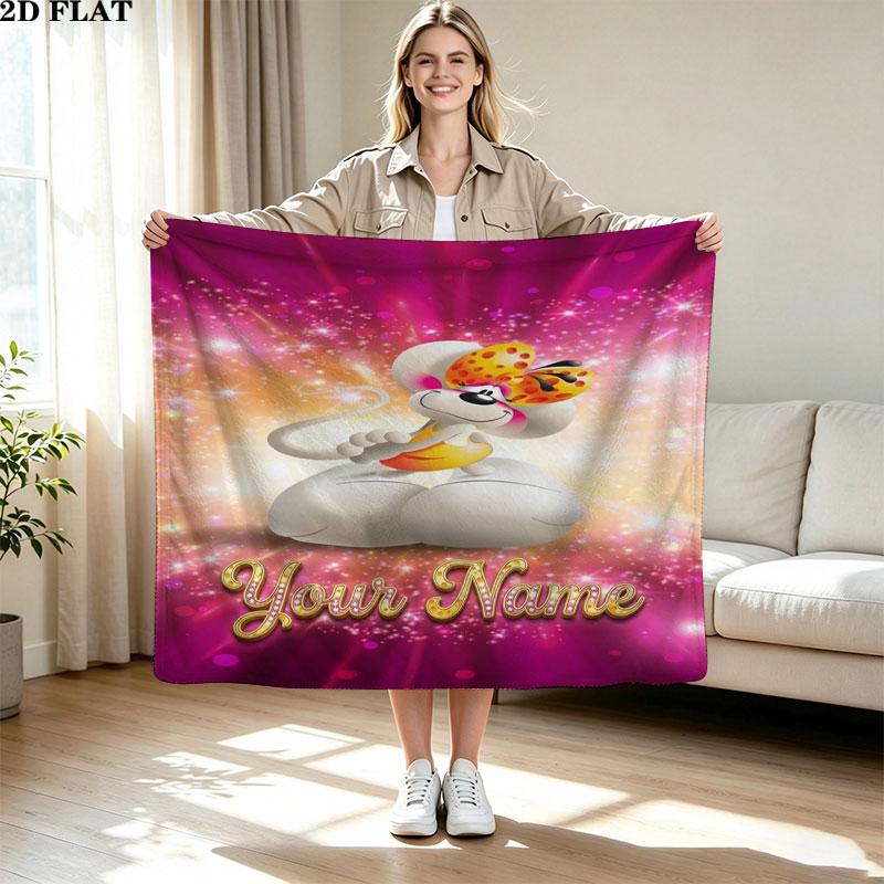 1PC Diddl Custom Name Patterned Flannel Blanket Suitable For All Seasons for Home Decor Warmth and Comfort Gifts Holiday Present