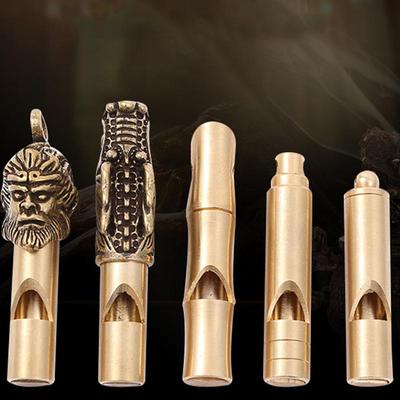 Messing Schlüsselanhänger aus reinem Kupfer, handgefertigt, Retro-Persönlichkeit, Pfeifenanhänger, Kinder-Outdoor-Überlebenstrainingslager-Pfeife