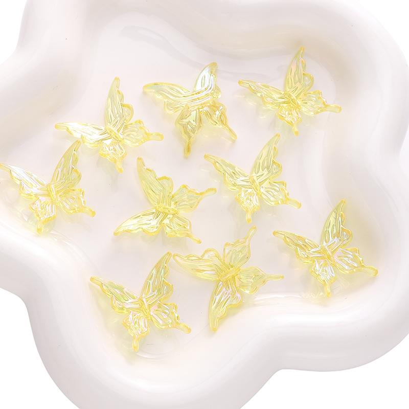 Acrylic Butterfly Transparent Two-color Gradient Charm for DIY Jewelry 20 Pcs