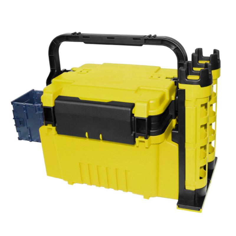 Fishing Box Travel Fishing Case Box with Bottle Holder Rod Stands Tubes Sturdy ABS plastic Fishing Box w/ Self locking system