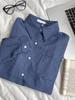 Miu Style Women's Blue Plaid Shirt Jacket - Loose College Layering for Early Autumn