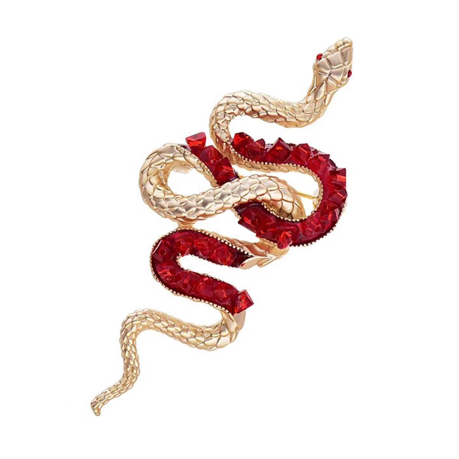 

Unique Snake Brooch Crystal Metal Snake Badge Pin For Various Outfit Formal Event Chinese New Year Celebration Jewelry красный