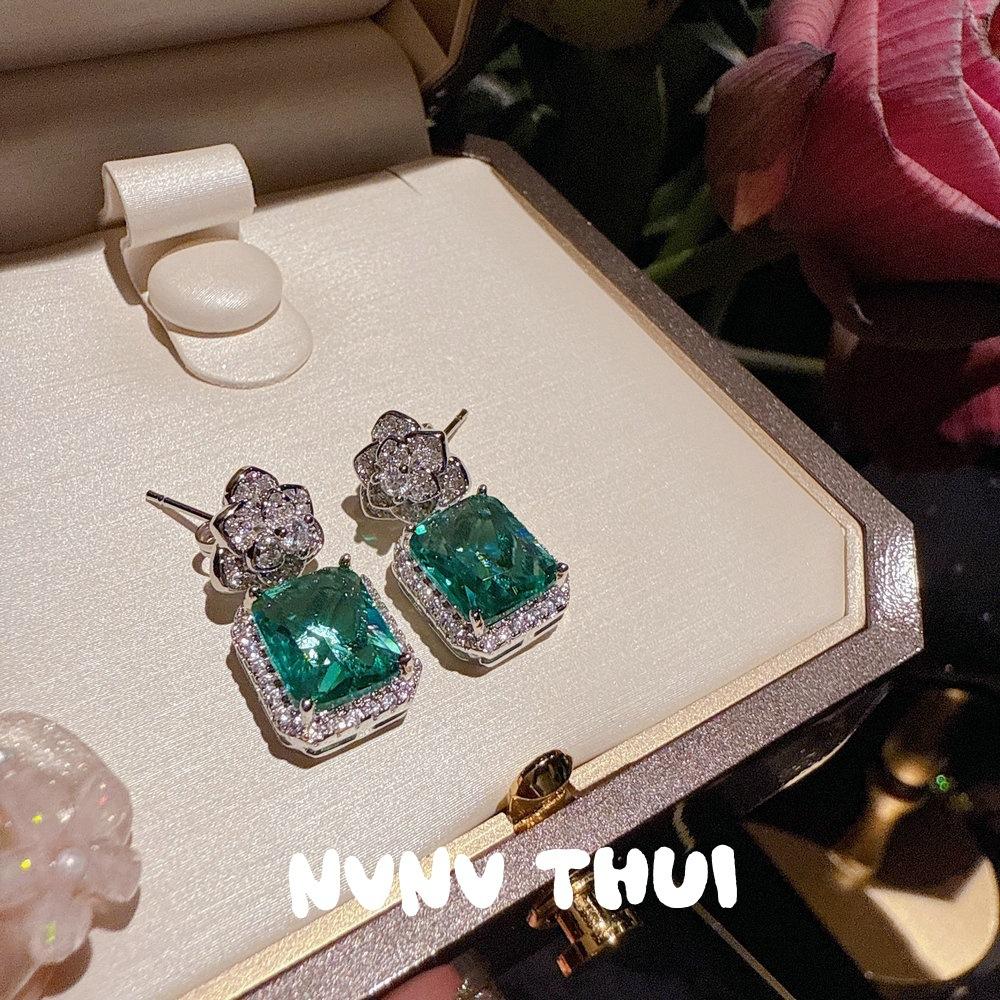 Jewelry Colombian Emerald Rose Gem Necklace Banquet Haute Couture Malachite Camellia Earrings Set