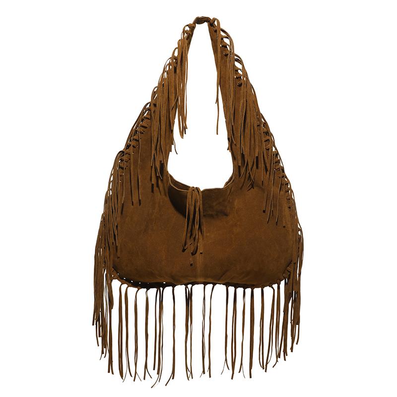 Vintage Fringe Hobo Bag Women Tassel Shoulder Bag Large Retro Tote Handbags Hippie Armpit Bag Western Cowgirl Underarm Pouch